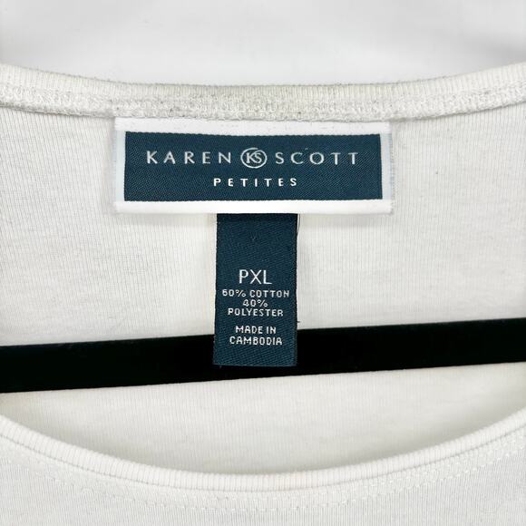 Karen Scott Rhinestone Bicycle in Tulips Tee Size PXL - Picture 4 of 7